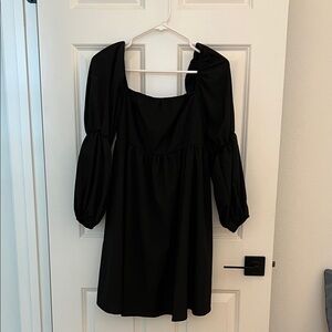 Chic Black Puff Sleeve Mini Dress